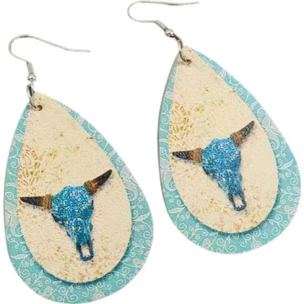 Cowhide PU Leather Dangle Earrings